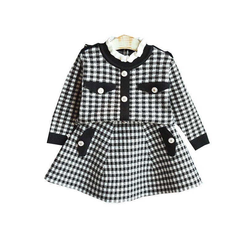 Conjunto de ropa de punto para niña, suéter de manga larga, Top y falda, ropa de otoño e invierno