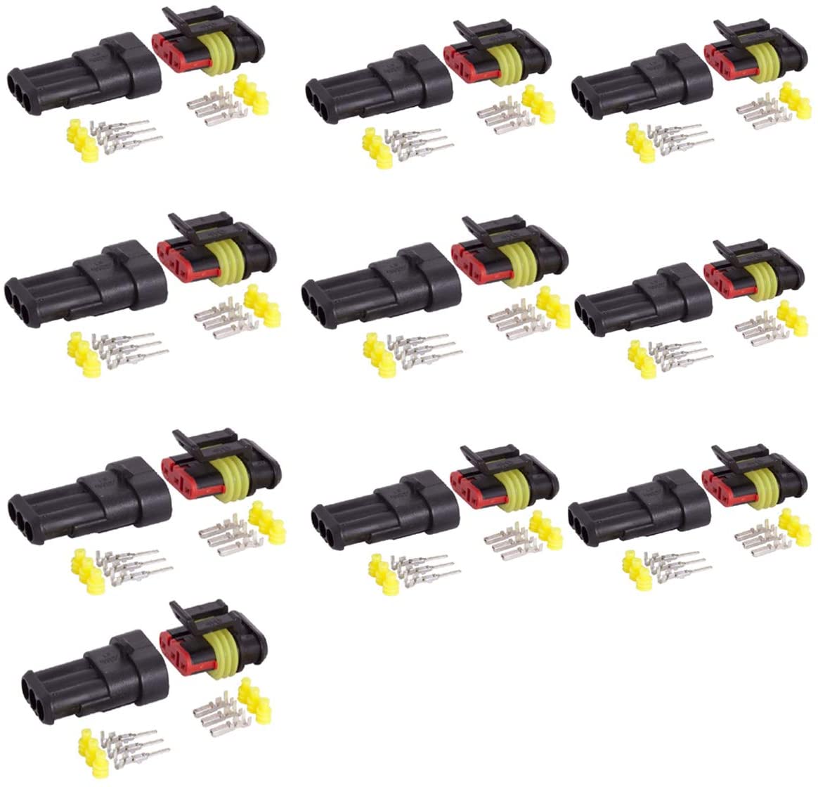 10 Kits 3 Pin Way Waterproof Electrical Connector Plug 1.5mm Series Terminals