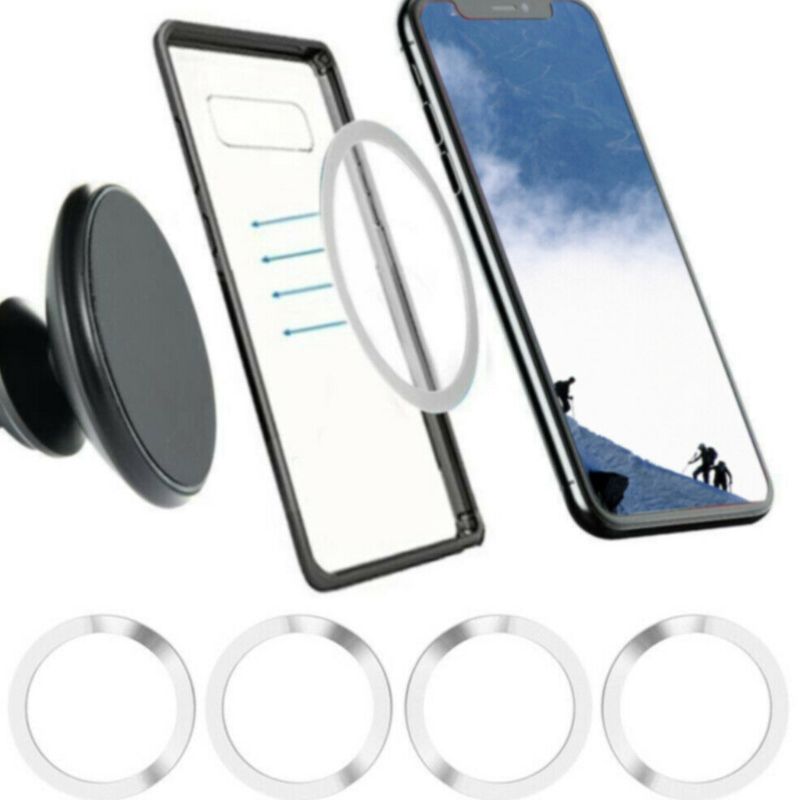 Anillos de Metal redondos universales para cargador inalámbrico Qi, soporte de montaje magnético para coche, para teléfonos inteligentes iPhone, 4 Uds.