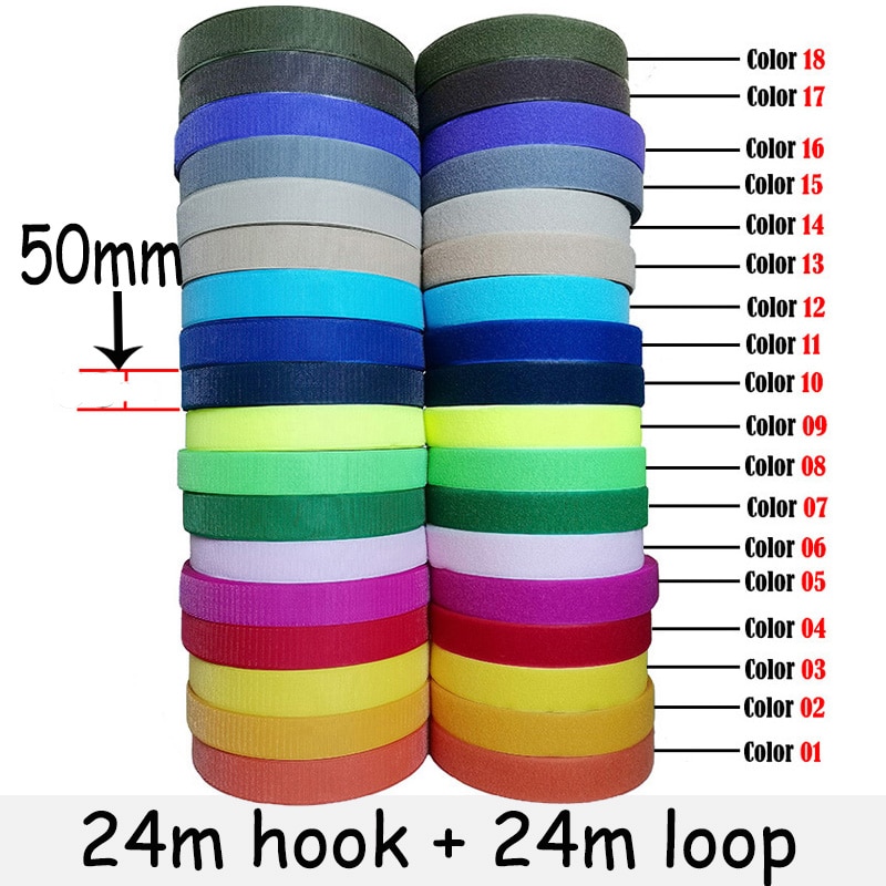 50mm Width velcros no adhesive fastener stick clothing tape sewing magic hook loop sticker strip velcroing strap stick 24 meters