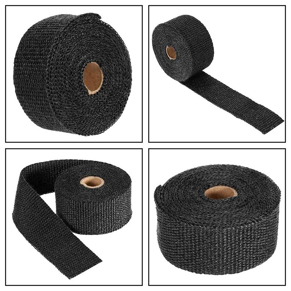 OcioDual Hitzeschutzband – 10 M Fiberglas, Hitzebeständig Bis 550°C, Inkl. 10 Edelstahl-Kabelbinder Für Auspuff & Turbolader