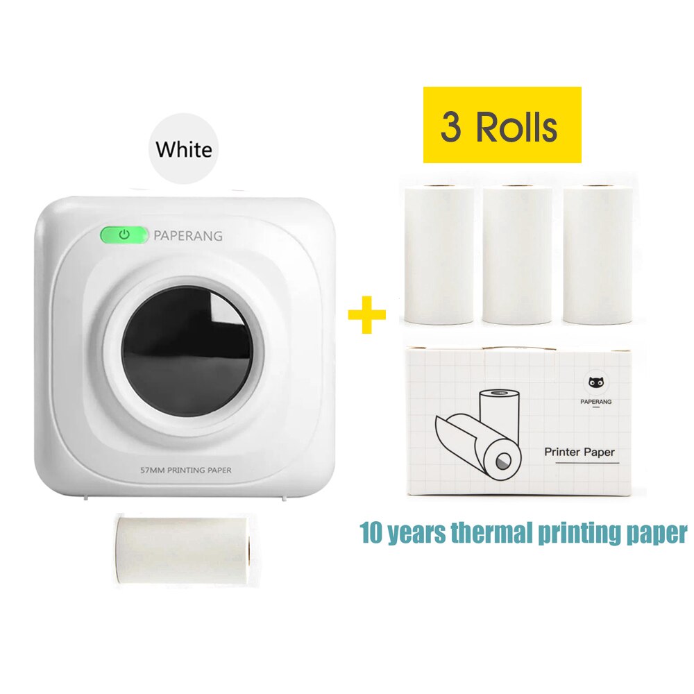 PAPERANG-Impresora térmica de bolsillo P1, dispositivo de impresión portátil, inalámbrica, BT, móvil, 200dpi, para fotos, recibos, notas, etiquetas: W-4 Rolls Paper