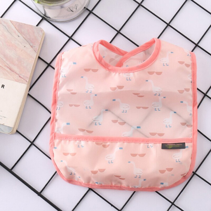 Baby Bibs Polyester Waterproof Lunch Feeding Bibs Baby Cartoon Feeding Cloth Children Apron Baby Bib Infant Slobber Saliva Towel: pink goose