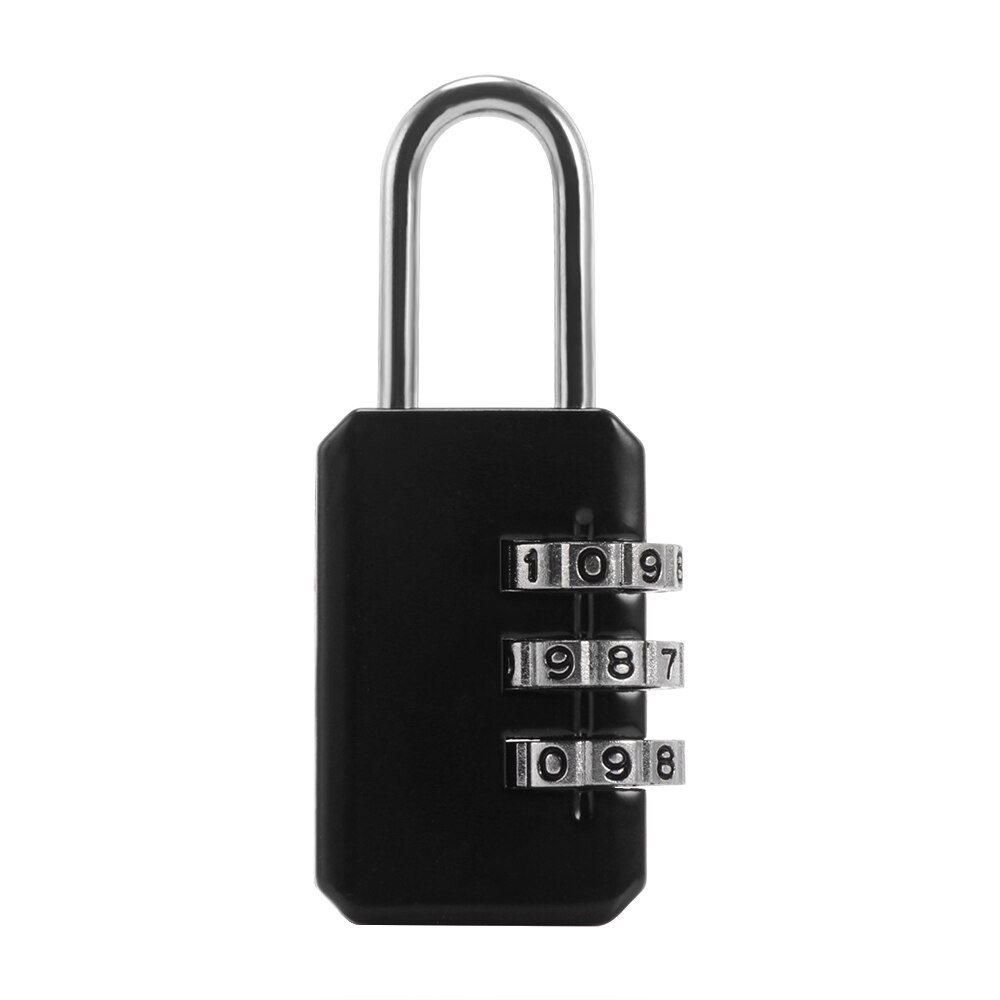 3- cifret nummer kombination kombination adgangskodelås rejsesikkerhed beskytte skab rejse lås til bagage / taske / rygsæk / skuffe: Sort
