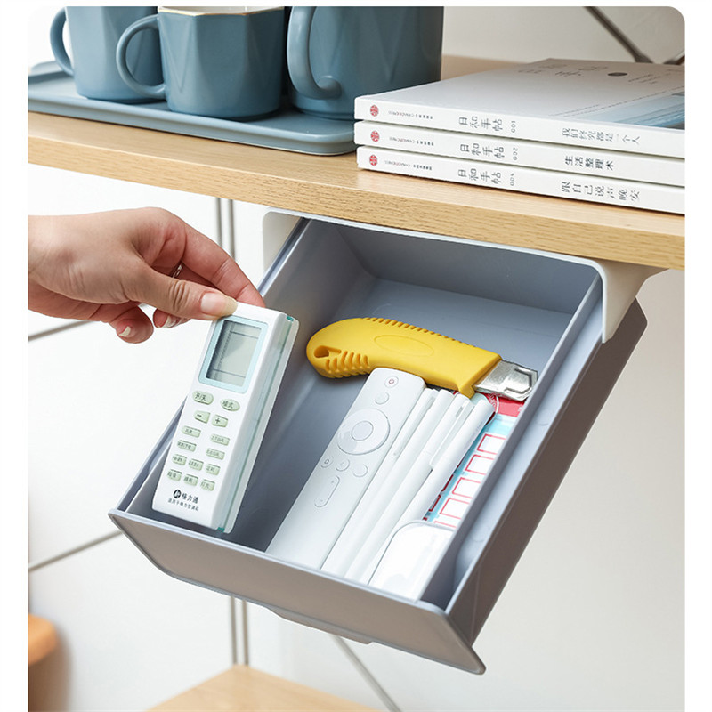 2021Multifunctional kitchen cabinet paste storage box Drawer dust-proof storage box hidden drawer storage box under the table