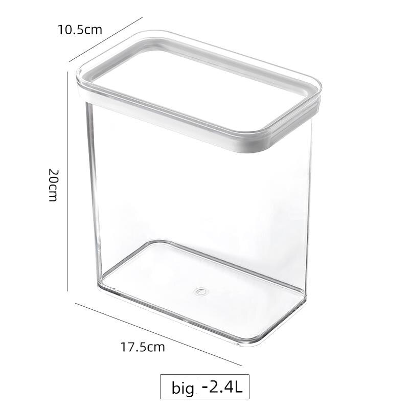 Food storage box Grain storage rack with wall-mounted plastic container storage box Transparent grain tank kitchen supplies: big-2.4L