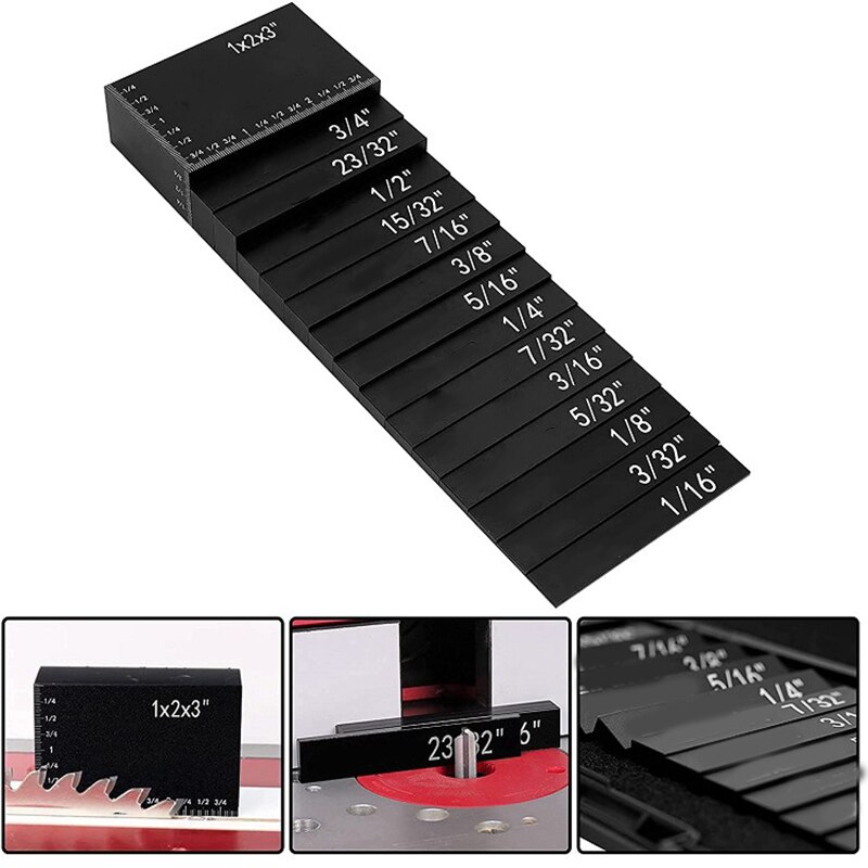 15/7Pcs/Set Precision Saw Setup Blocks Guage Table Setup Bars Depth Test Distance Alloy Set Up Bar Woodworking Measuring Block