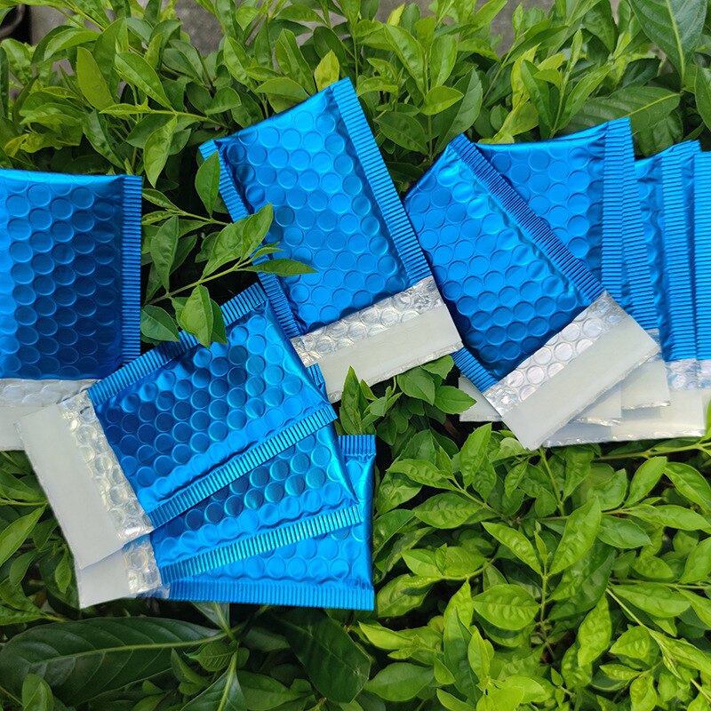 50Pcs 14 Sizes Bubble Mailer Matte Blue Aluminum Foil Bubble Envelope Padded Mailing Bag Waterproof Bag with Bubble