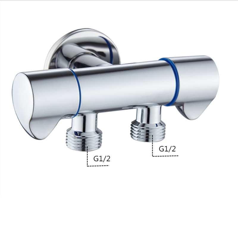 Angle Valve Black/Chrome Brass Dual Outlet Valve Body G1/2 Shower Toilet Sink Basin Water Heater Sprayer Bidet Single Cold Valve