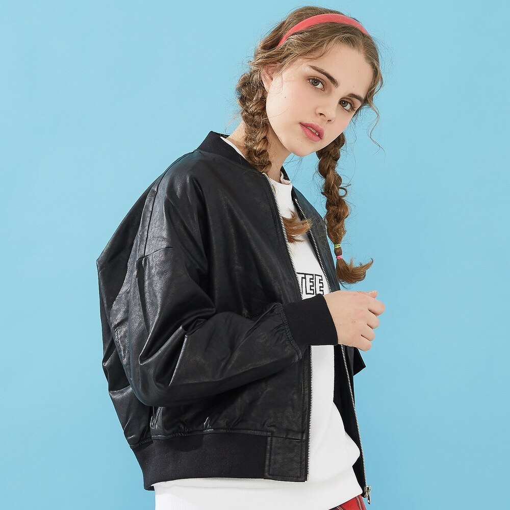 Metriäbonwe naisten nahkatakki pehmeä rento biker keinonahkatakki naisten takki lyhyt kappale katuvaatteet