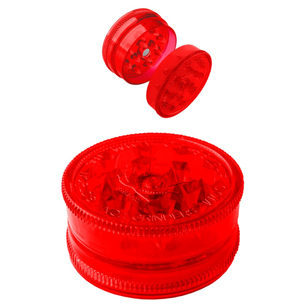 Hibron Grinder 2 Piezas. Molinillo de Hierbas. Grabado Hoja de marihuana.: 1901955-roja