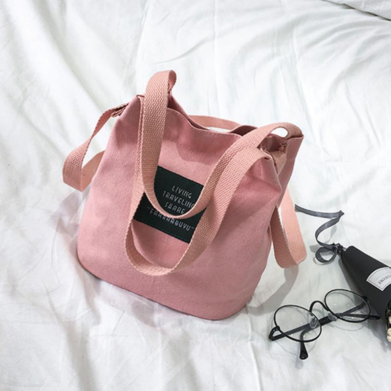 Women Canvas Messenger Bag Mini Single Shoulder Bag Crossbody Women Chlidren School Bag Female Shopping Travel bags: pink