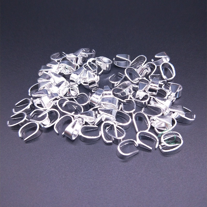 50 stücke 7x4/9x5mm Anhänger Halskette Schnalle Schließe Stecker, prise Clip Bail Anhänger Haken DIY Schmuck Erkenntnisse Zubehör: silver / 9x5mm