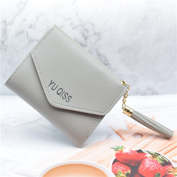 Portemonnee Vrouwen/Mannen Pu Leer Rood/Zwart/Grijs/Groen/Paars/Roze Vrouwelijke Portemonnee slim Dames Portemonnee Kaarthouder Case: Grijs