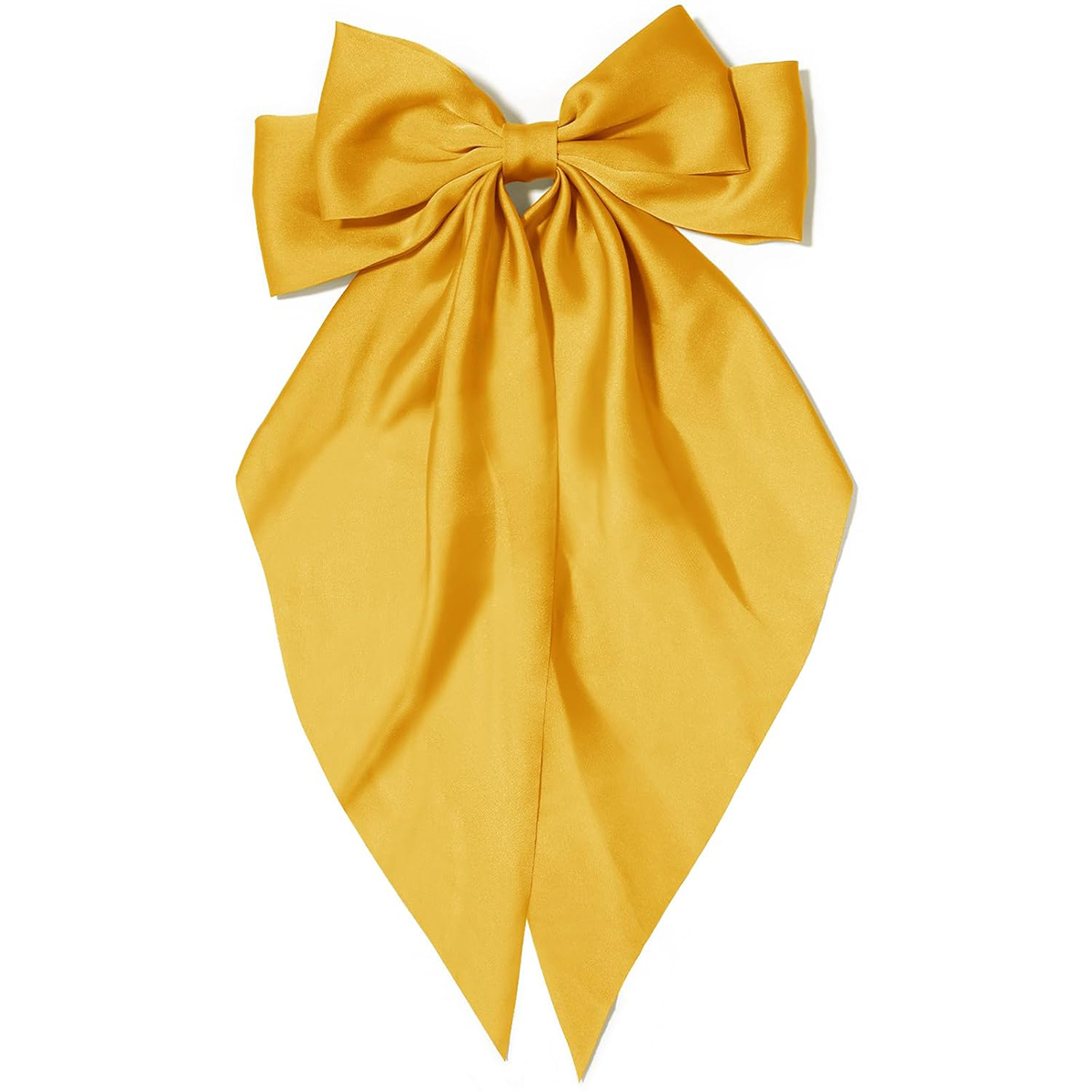 Grampo de cabelo com laço rosa feminino, grande laço de cetim branco, clipe de jacaré de cauda longa, laço de cabelo grande para meninas adequado para aniversário de casamento dan: YELLOW