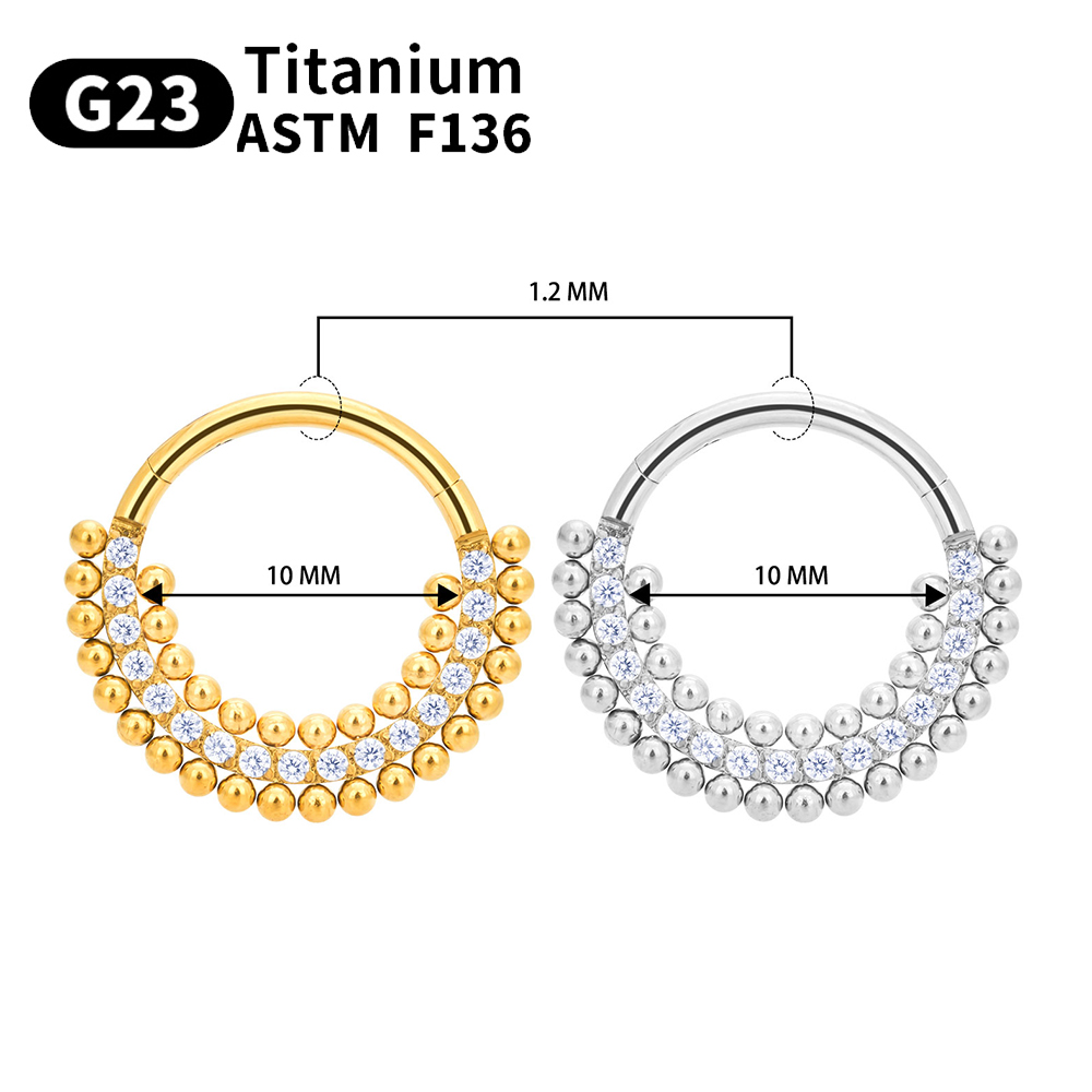 Pendientes de aro para Piercing para mujer, hélice con bisagras para cartílago G23, cuentas de titanio CZ, anillos para la nariz, segmento con bisagras, cartílago del trago de la oreja, 1 Uds.