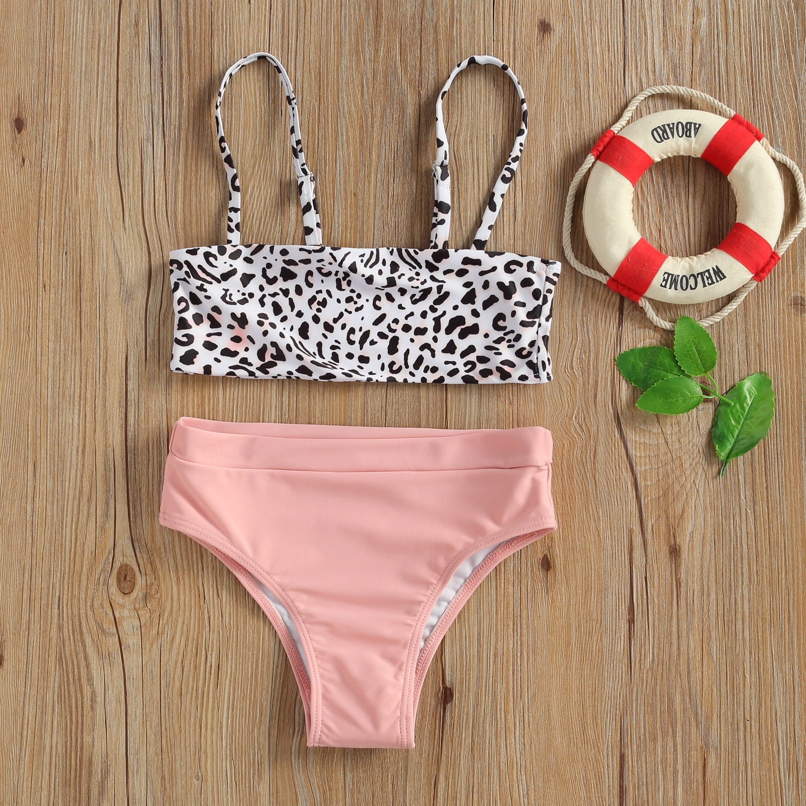 Traje de baño informal para niña, Bikinis de leopardo para playa, ropa de baño para niña, ropa de playa para niña