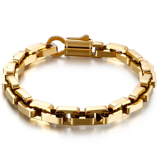 Goud Zwart Rvs Interlock Box Chain Armband Voor Mannen Zware Biker Sieraden Beste Vrienden Heren Armbanden: Color 6