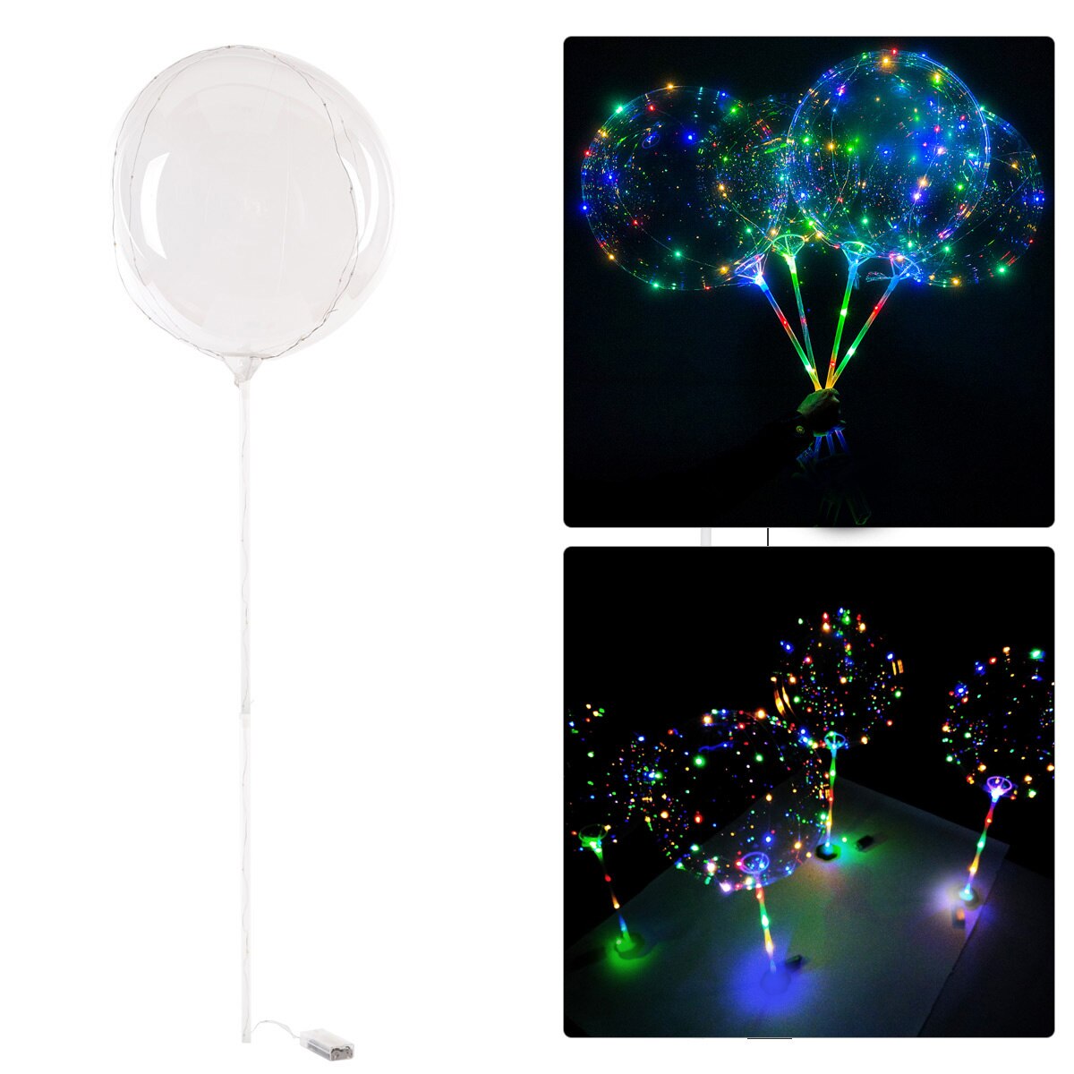 20" Luminous Transparent Bubble Ballons Christmas Wedding Birthday Party Decorations LED String Light Up Balloons: Default Title