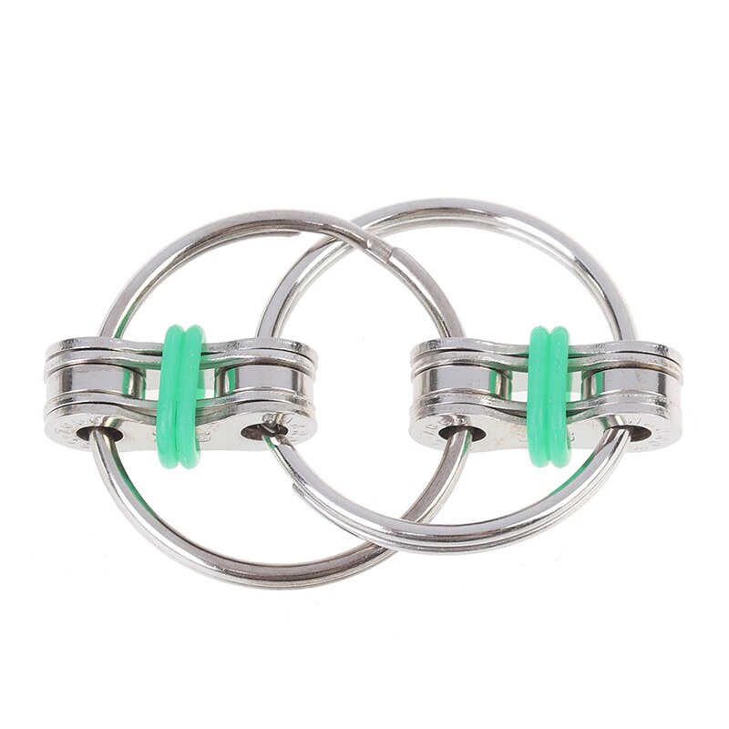 La descompresión cadena Fidget Spinner mano Spinner tri-Spinner dedo juguetes bicicleta cadena Anti-estrés juguete llavero anillo de llave: GN