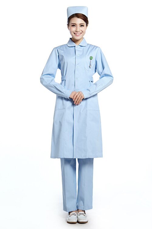 Frauen labor Mantel medizinische Uniform apotheke arbeitskleidung schönheit Salon kleid langarm zahnarzt Mantel: Blau / XXXL