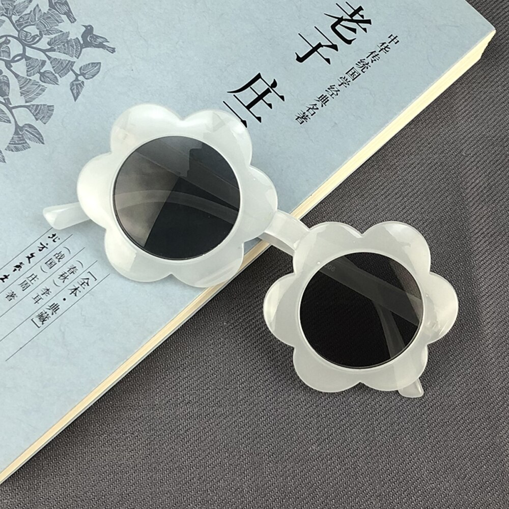 Gafas de sol con montura de flores para bebés y niños pequeños, lentes de sol Unisex con montura de flores, redondas, Anti-UV, para exteriores: E