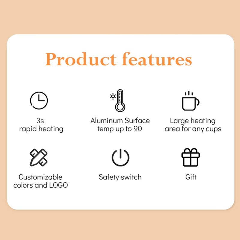 Gadget chauffant USB, coussinet de tasse mince, pour boisson au café ou au thé, plateau chauffant USB, fournitures pour la maison et le bureau
