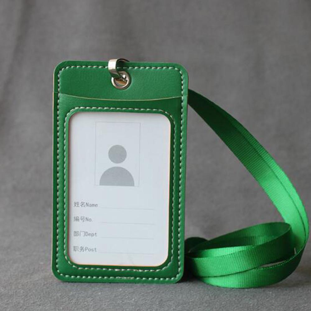 Men Women Adults Kids Leather ID Badge Bus Cards Holder Small Casual Lanyard Credit Card Case Business Organizer Bag: 5