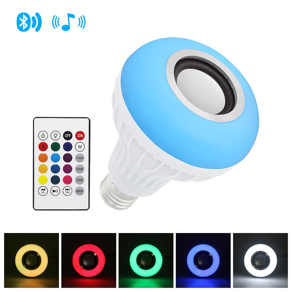 ANBLUB 12W Smart E27 RGB LED Lamp Draadloze Bluetooth Speaker Muziek Lamp RGBW Dimbare LED Lampen Met Afstandsbediening AC 100-240V