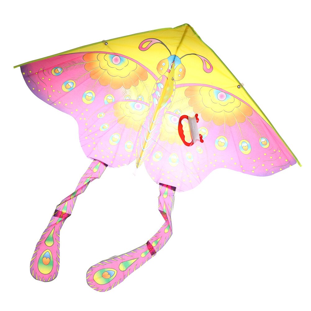 Foldable Outdoor Children's Kite Stunt Kite Surf With 60M Control Bar And Line Nylon Rainbow Butterfly Kite Random Color 90*55cm