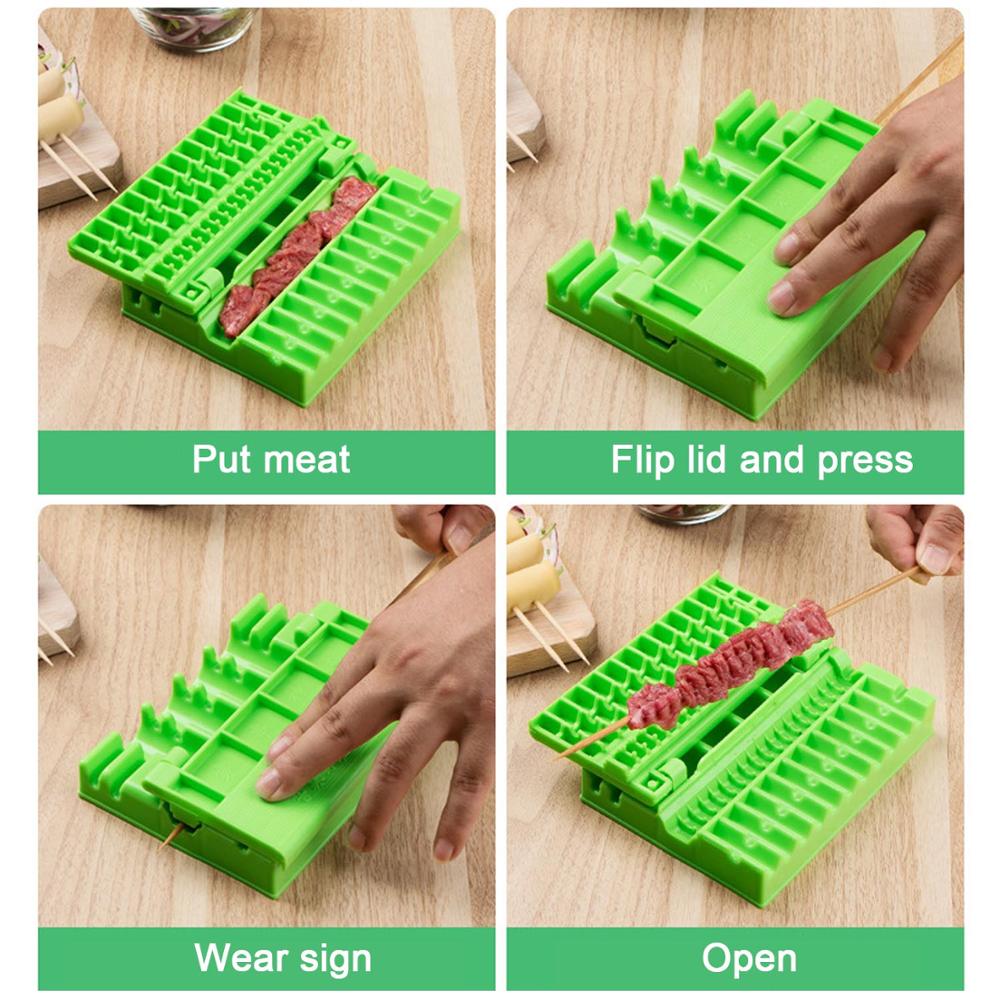 Behogar Multi Grill Stringer Spieße Hersteller Kasten Maschine Für Fleisch Träger Juwelüse Lebensmittel Schnur Grill draussen-Grill Küche
