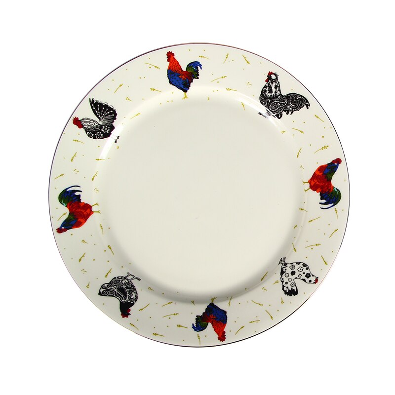 Western service fad bøf salat frugt tallerken stor skive britisk fin porcelænshund dessert tallerkener