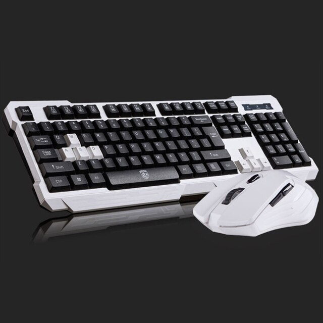 Wireless Gaming Keyboard and Mouse USB Bluetooth keyboard clavier gamer kits gamer keyboard Mouse Sets For PC Laptops: white