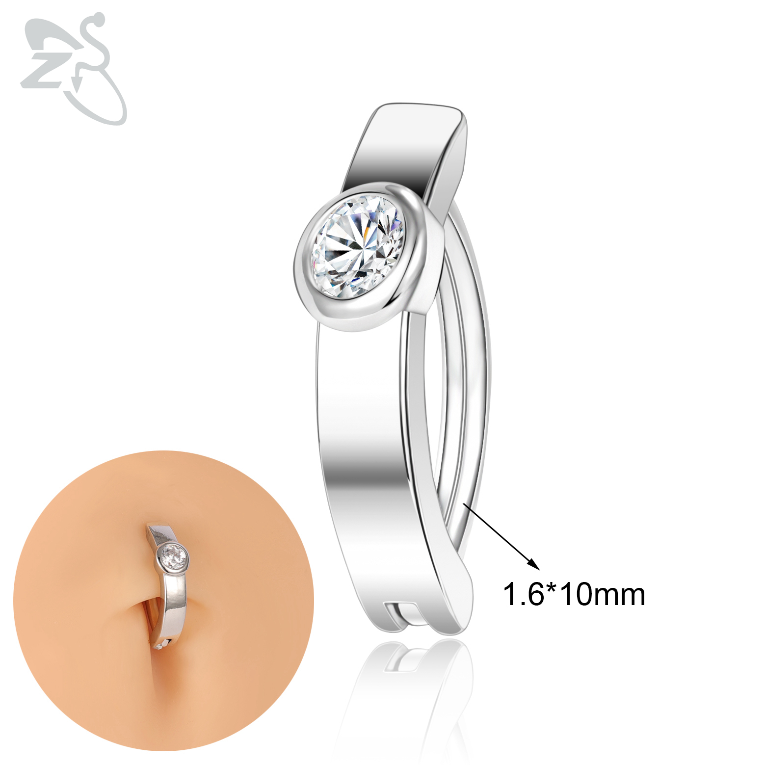 ZS 1 PC Leuke Vlinder Buik Navel Ring CZ Crystal Navelpiercings Bloem Snake Reverse Gebogen Navel Barbell Lichaam sieraden: Rose Goud Kleur