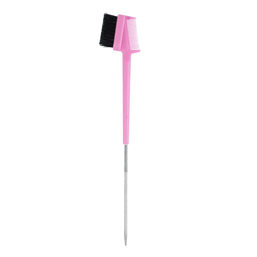 Pente de sobrancelha/controle de borda de cabelo escova cílios pente ferramenta de maquiagem: Pink