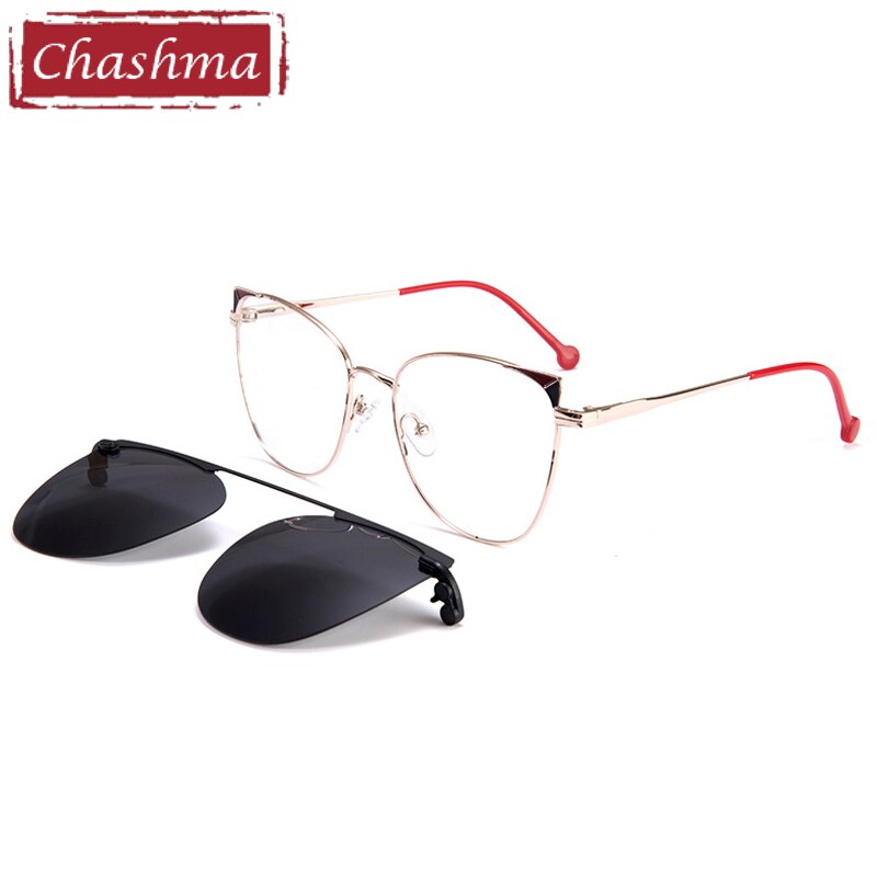 Chashma-Clips para gafas de sol con bisagra magnética para mujer, lentes ópticas graduadas, Ojo de gato, UV400