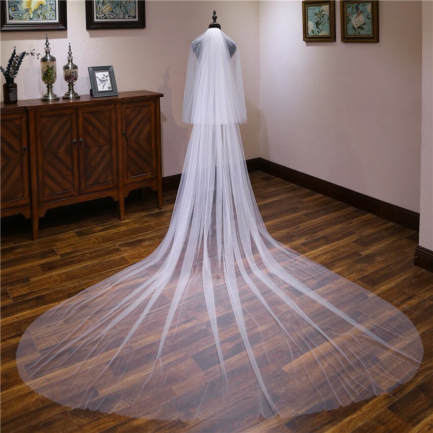 Bride White Ivory Veil Wedding Long Tail Wedding Headwear Super Fairy Plain Yarn Travel Shooting Simple Double Layer