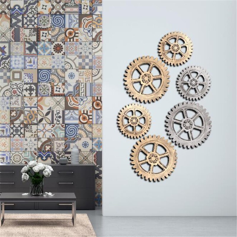 Date rétro Style industriel en bois engrenage décoratif roue engrenage ornements Art Bar café maison tenture murale décor artisanat