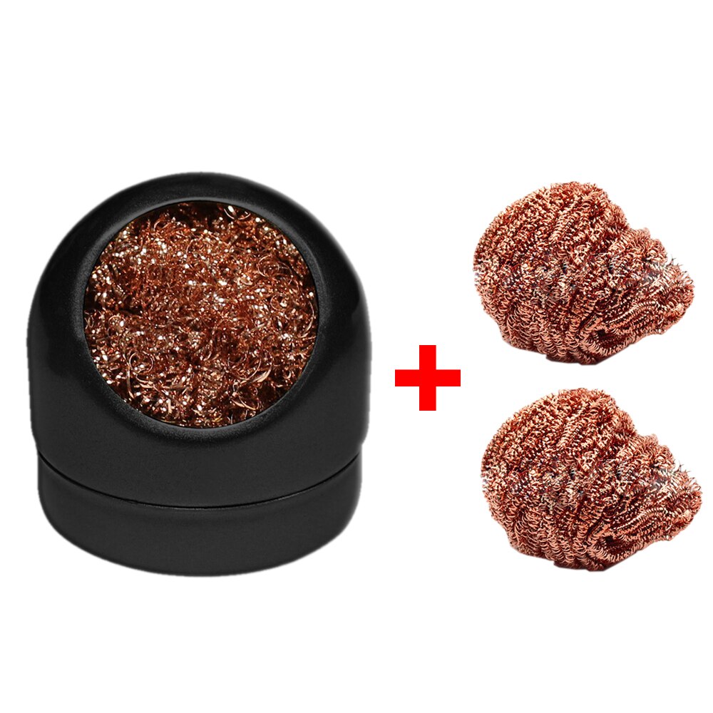 Limpiador de puntas de soldador, Bola de limpieza para desoldar, filtro de malla de soldador, Soporte de alambre de Metal, bola de acero, removedor de estaño: Black Set
