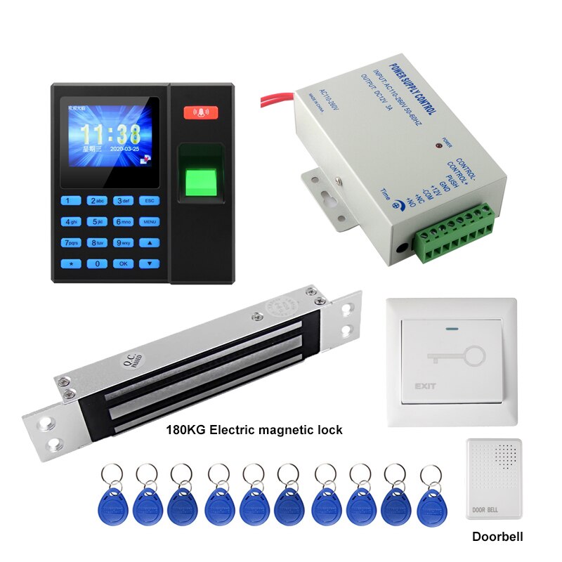 Fingerprint Entry RFID Access Control System Kit 180KG Magnetic Door Lock Keypad Office RFID Entry System 5A Power Supply