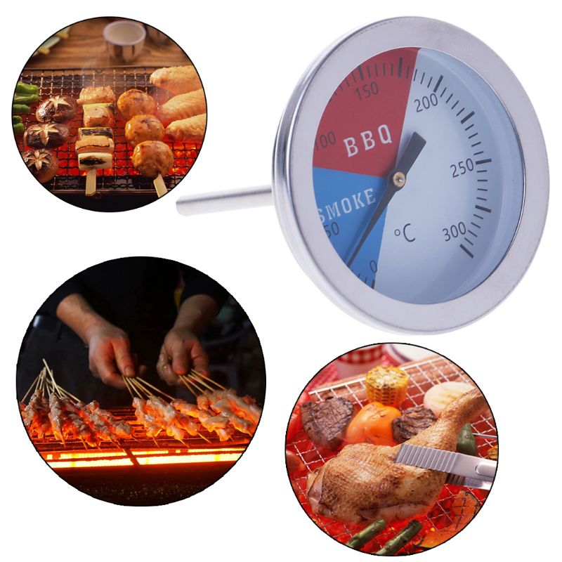 300 Degrees Thermometer BBQ Smoke Grill Oven Temperature Gauge Outdoor Camp Tool T8WB