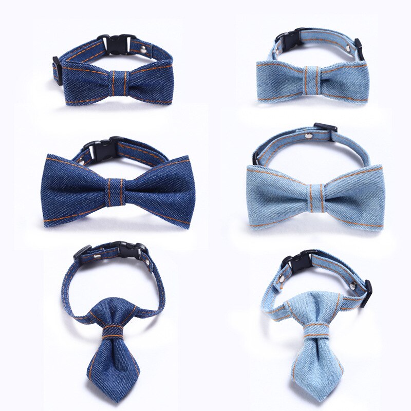 Collar ajustable para mascotas, pajarita para gato y perro, accesorios para vestido de vacaciones, vaquera