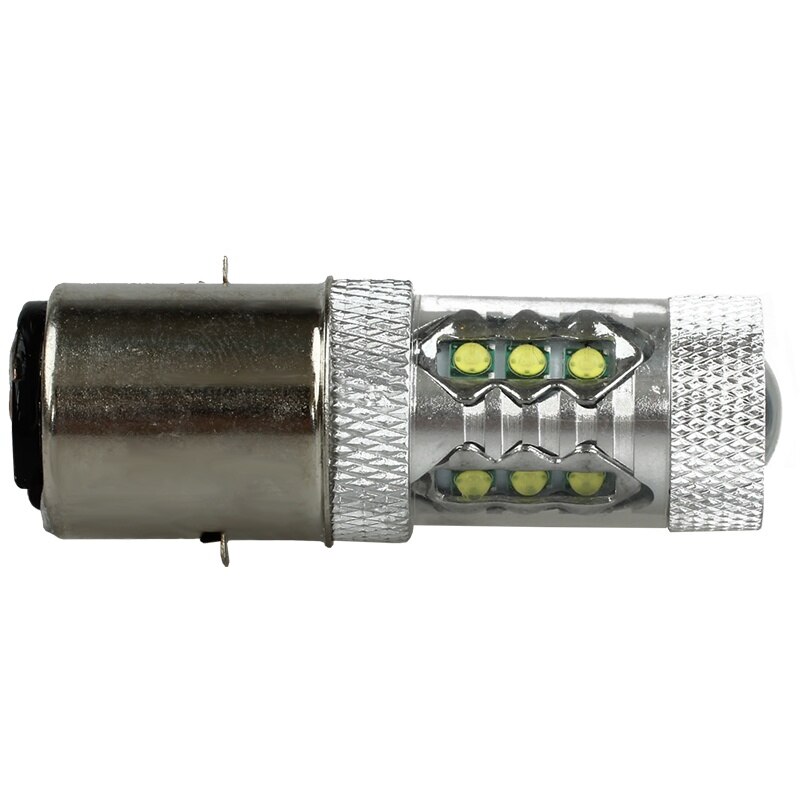 Ampoule de phare de moto/cyclomoteur/ATV, blanche, BA20D H6, 80W, 16 LED