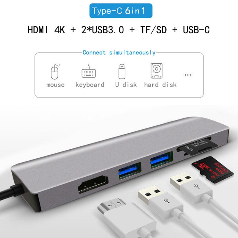 Usb c portátil docking station usb 3.0 hdmi tf sd hub usb fealuyshon para macbook pro hp dell superfície lenovo samsung doca estação