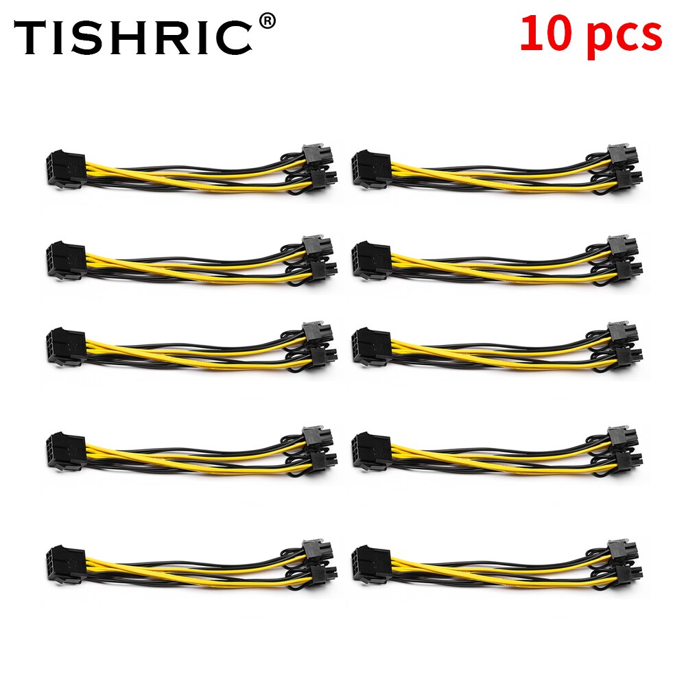 Tishric Pcie 8 Pin Naar Dual Pcie 6 + 2 Pin Power Cable Pci Express Voor Mijnbouw Rig Moederbord Grafische pci-E Gpu Power Datakabel: 10PCS