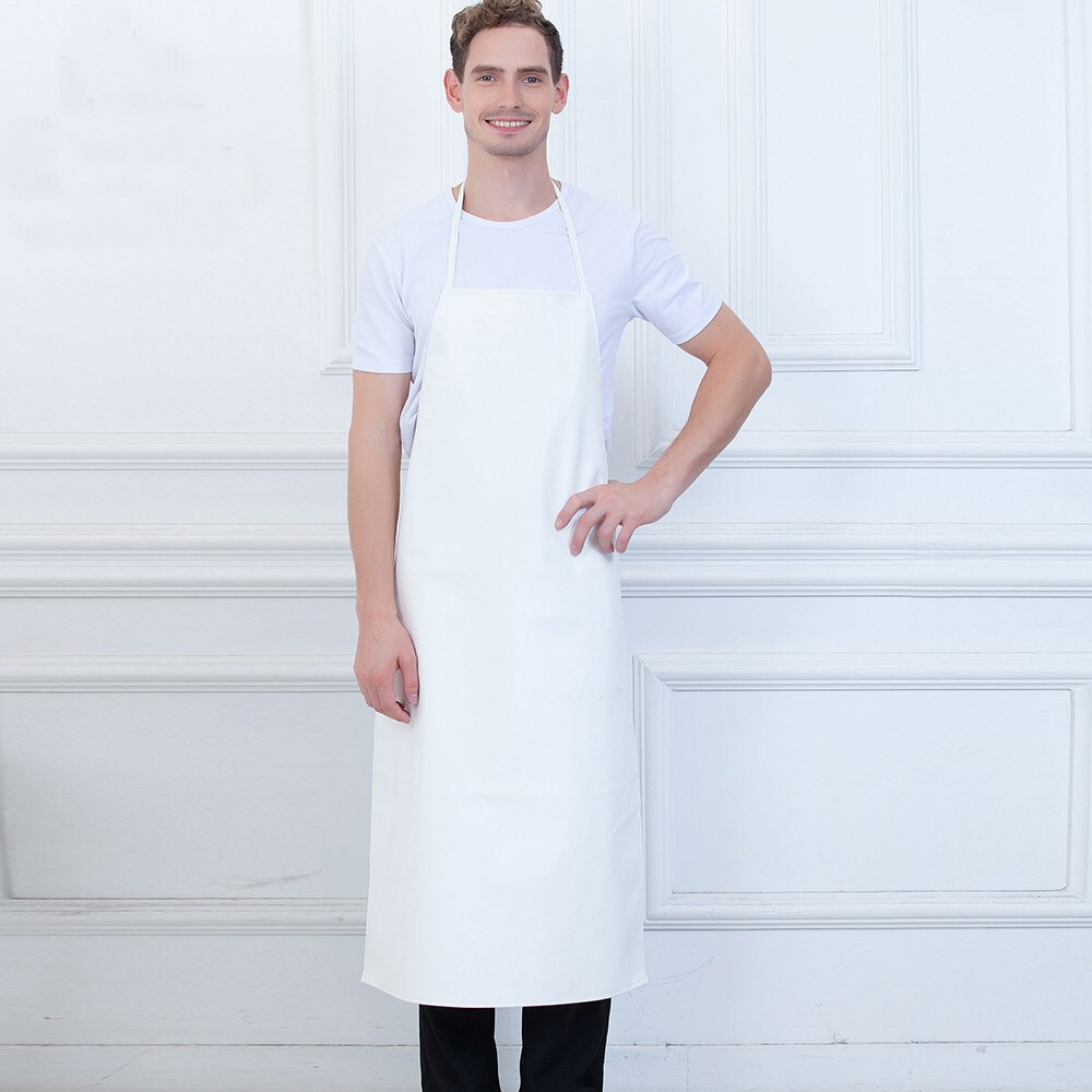 Unisex Halter Neck Long Aprons White Waterproof Restaurant Kitchen Catering Food Service Chef Work Wear Cooking Uniform Apron