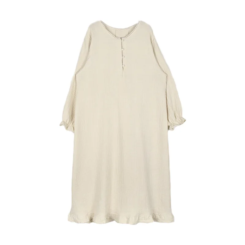 100% algodão mulher vestido bonito cereja impressão manga longa botão até coreano maxi vestidos confortáveis homewear vestido de mujer