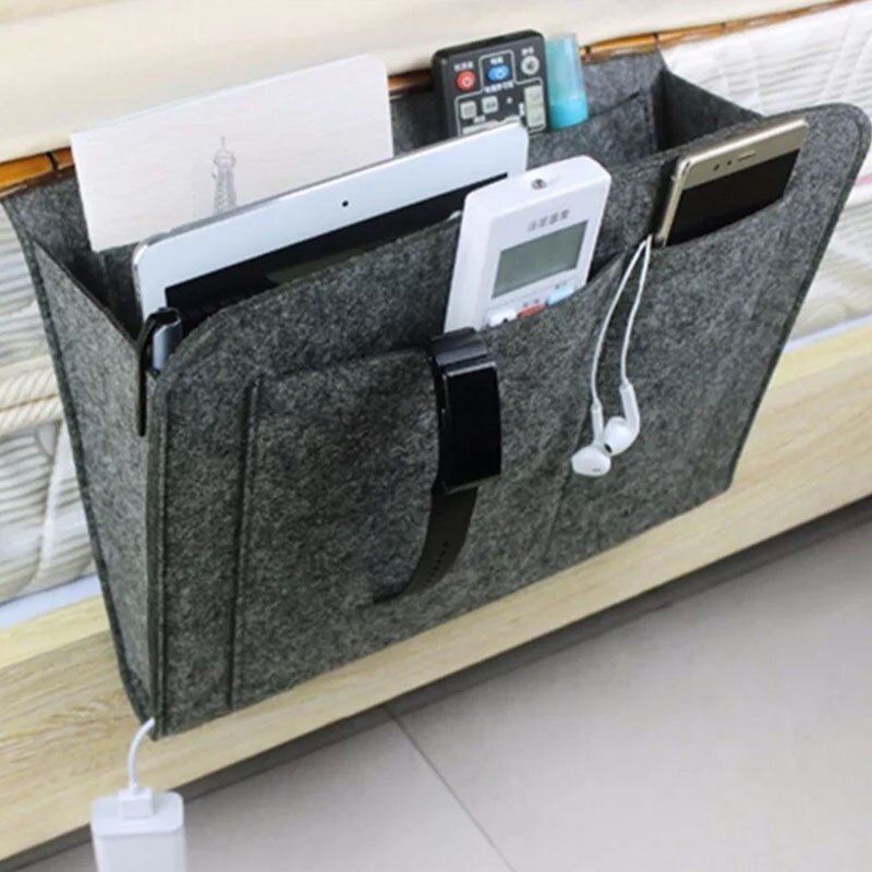 Bed Hanging Bag Pure Clor Mattress Holder Bag 27*7*22CM Hanging Type 1Pcs Felt Bedside Caddy Bedroom Organiser Storage Dispenser