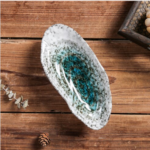 Imitation Oyster Shell Tableware Ceramic Western Plate Restaurant Hotel Ceramic Sushi Plate Cold Dish Home Small Dish: A-M 1PCS