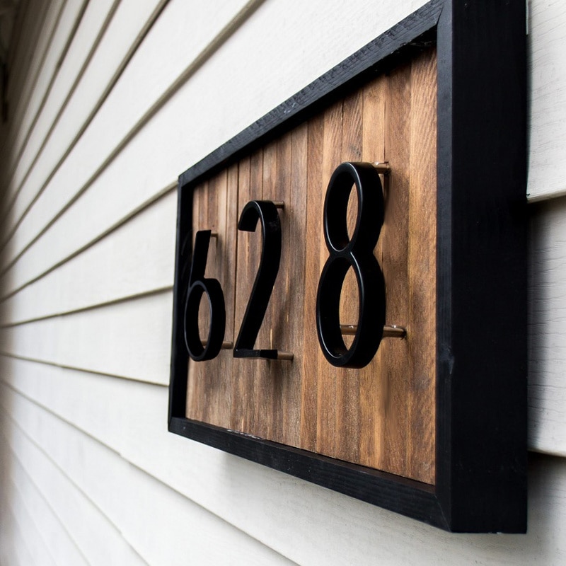 1pc 125mm Floating House Number Outdoor 5 inch Black Exterior House Number Apartment Door Numbers Mailbox Address Sign #0-9